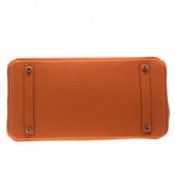 Hermes Orange Togo Leather Palladium Hardware Birkin 35 Bag