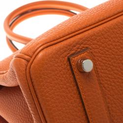 Hermes Orange Togo Leather Palladium Hardware Birkin 35 Bag