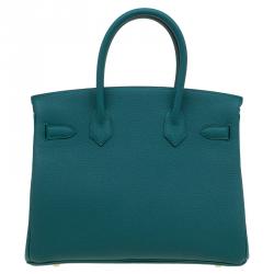 Hermes Malachite Togo Leather Gold Hardware Birkin 30 Bag