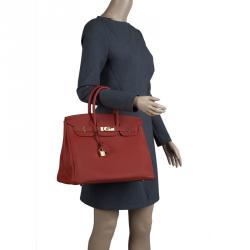 Hermes Vermillion Togo Leather Gold Hardware Birkin 35 Bag