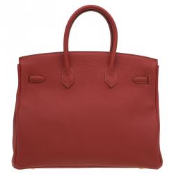 Hermes Vermillion Togo Leather Gold Hardware Birkin 35 Bag