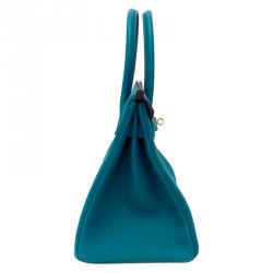 Hermes Izmir Blue Togo Leather Gold Hardware Birkin 30 Bag