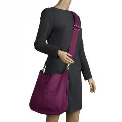 Hermes Cyclamin Clemence Leather Evelyne III GM Bag