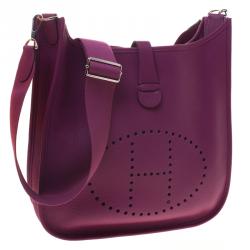 Hermes Cyclamin Clemence Leather Evelyne III GM Bag