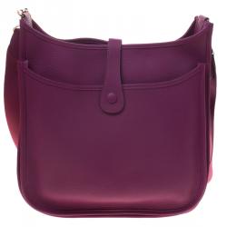 Hermes Cyclamin Clemence Leather Evelyne III GM Bag