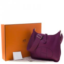 Hermes Cyclamin Clemence Leather Evelyne III GM Bag