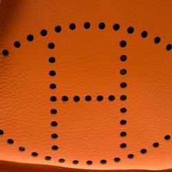 Pre Owned Hermes Orange Clemence Leather Evelyne III GM Bag
