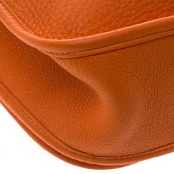 Pre Owned Hermes Orange Clemence Leather Evelyne III GM Bag