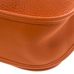 Pre Owned Hermes Orange Clemence Leather Evelyne III GM Bag