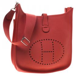 Pre Owned Hermes Bougainvillea Clemence Leather Evelyne III GM Bag