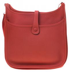 Pre Owned Hermes Bougainvillea Clemence Leather Evelyne III GM Bag