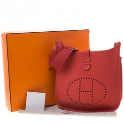 Pre Owned Hermes Bougainvillea Clemence Leather Evelyne III GM Bag