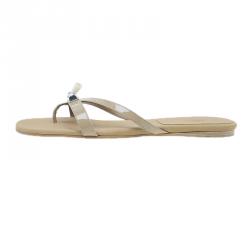 Hermes Beige Patent Corfou Thong Sandals Size 40