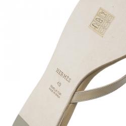 Hermes Beige Patent Corfou Thong Sandals Size 40