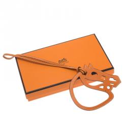 Hermes Orange Leather Paddock Cheval Horse Bag Charm