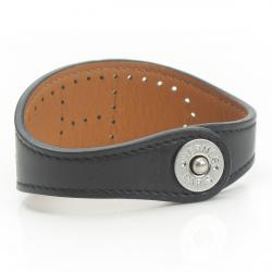 Pre Owned Hermes Black Leather Nova Bracelet 20 CM