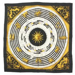 Pre Owned Hermes Black Dies et Hore Silk Square Scarf