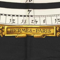 Pre Owned Hermes Black Dies et Hore Silk Square Scarf