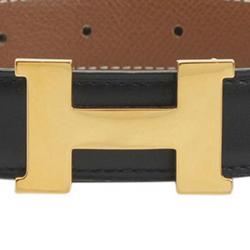 Pre Owned Hermes Black and Brown Leather Mini Constance Buckle Belt 65CM