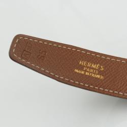 Pre Owned Hermes Black and Brown Leather Mini Constance Buckle Belt 65CM
