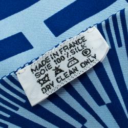 Pre Owned Hermes Indigo Ciel H Print Twilly Silk Bandeau Scarf