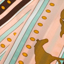 Pre Owned Hermes Blush Pink Horse Print Twilly Silk Bandeau Scarf