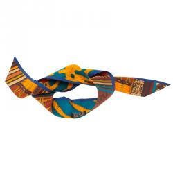 Pre Owned Hermes Multicolor Pelages Et Camouflage Twilly Silk Bandeau Scarf