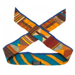 Pre Owned Hermes Multicolor Pelages Et Camouflage Twilly Silk Bandeau Scarf