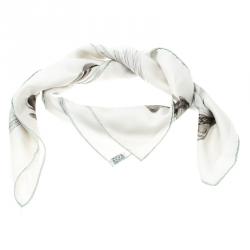 Pre Owned Hermes White Silk A Propos de Bottes Square Scarf