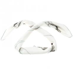Pre Owned Hermes White Silk A Propos de Bottes Square Scarf