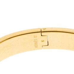 Pre Owned Hermes Clic Clac H Orange Enamel Gold-Plated Narrow Bracelet PM