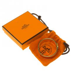 Pre Owned Hermes Clic Clac H Orange Enamel Gold-Plated Narrow Bracelet PM