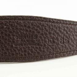 Pre Owned Hermes Brown and Black Leather H Buckle Reversible Belt 85CM