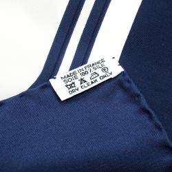 Pre Owned Hermes Navy Blue and White Brides de Gala Silk Pocket Square