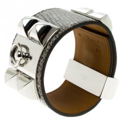 Pre Owned Hermes Collier De Chien Brown Lizard Leather Bracelet PM
