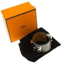 Pre Owned Hermes Collier De Chien Brown Lizard Leather Bracelet PM