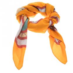 Pre Owned Hermes Multicolor Printed Cashmere and Silk Camails Scarf