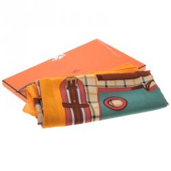 Pre Owned Hermes Multicolor Printed Cashmere and Silk Camails Scarf