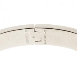 Pre Owned Hermes Clic Clac H Rouge de Chine Enamel Palladium-Plated Narrow Bracelet GM