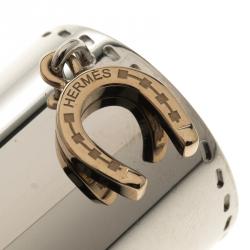 Pre Owned Hermes Fer a Cheval Horseshoe Charm Palladium Finish Scarf Ring