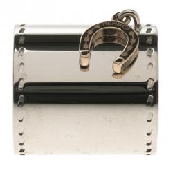 Pre Owned Hermes Fer a Cheval Horseshoe Charm Palladium Finish Scarf Ring