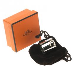 Pre Owned Hermes Fer a Cheval Horseshoe Charm Palladium Finish Scarf Ring