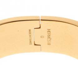 Pre Owned Hermes Clic Clac H Yellow Enamel Gold Plated Wide Bracelet PM
