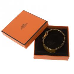Pre Owned Hermes Clic Clac H Yellow Enamel Gold Plated Wide Bracelet PM