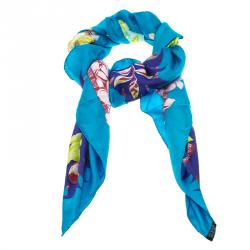 Pre Owned Hermes Aloha Multicolor Printed Silk Square Scarf