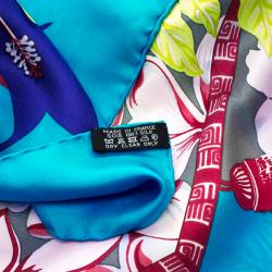 Pre Owned Hermes Aloha Multicolor Printed Silk Square Scarf