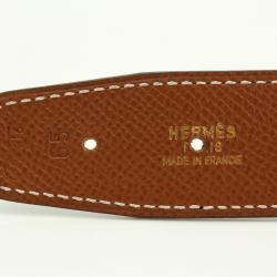Pre Owned Hermes Black and Brown Leather H Buckle Reversible Belt 65CM