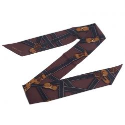 مملوكة مسبقًا وشاح رقبة هيرمس كيلي بني