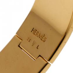مملوكة مسبقًا Hermes Clic Clac H Wide Gold-Plated Orange Enamel Bracelet PM