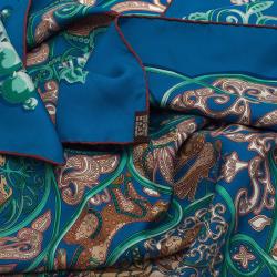 Pre Owned Hermes Blue La Charmante aux Animaux Silk Scarf 